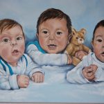 Portret 3 broertjes, olieverf op doek