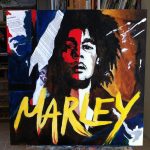 Bob Marley, gemengde techniek op doek